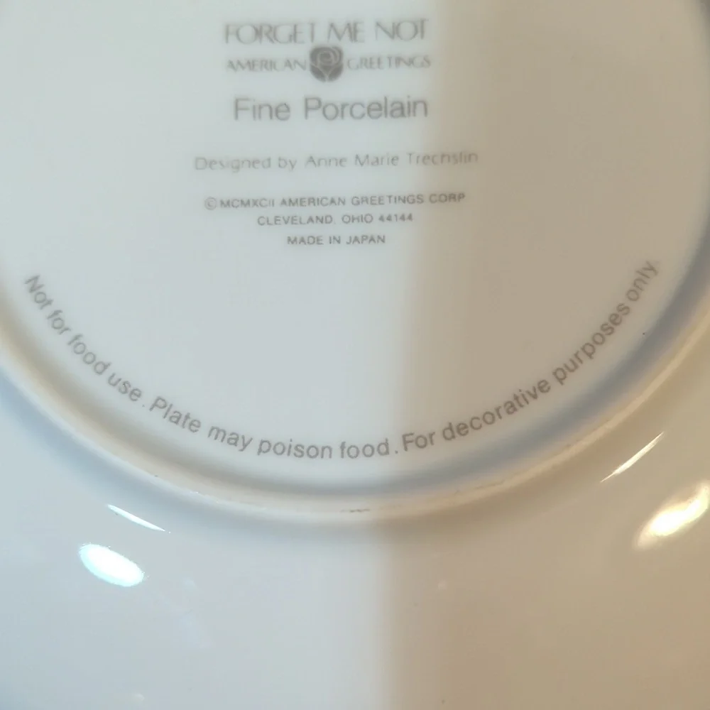 1992 Forget Me Not American Greetings Christmas 92 Small Plate Fine Porcelain